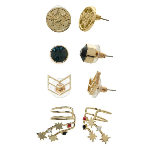 Marvel Accessories Captain Marvel Ear Cuffs Jewelry Stud Earrings - 4-Pack